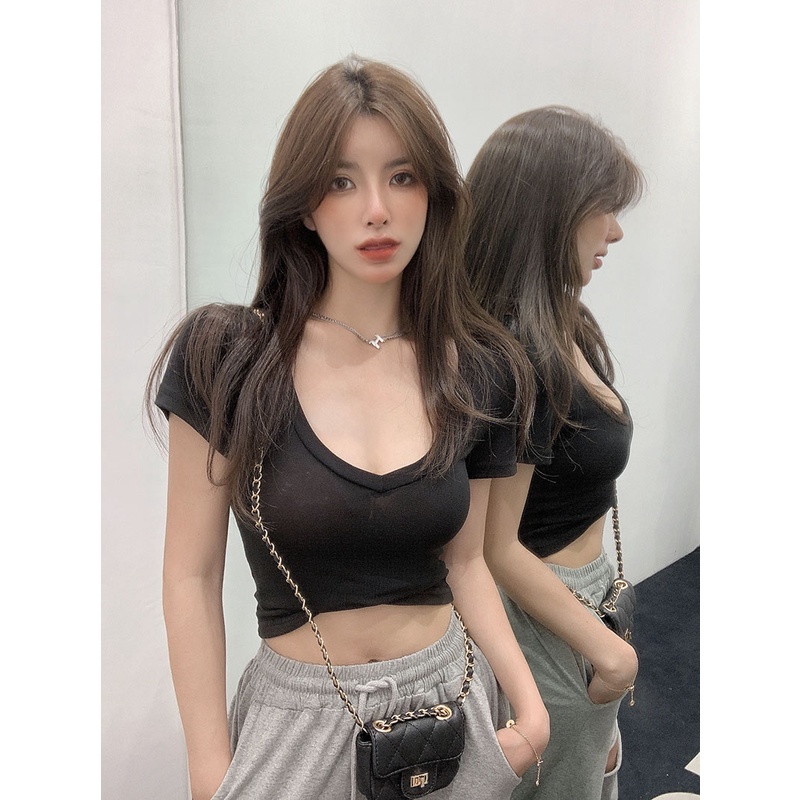 Áo Thun Tay Ngắn Dáng Ôm Màu Trắng Phong Cách Âu Mỹ Thời Trang Mùa Hè Cho Nữ