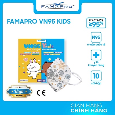 Khẩu trang y tế dành cho bé VN95 Kids (Hộp 10 cái)