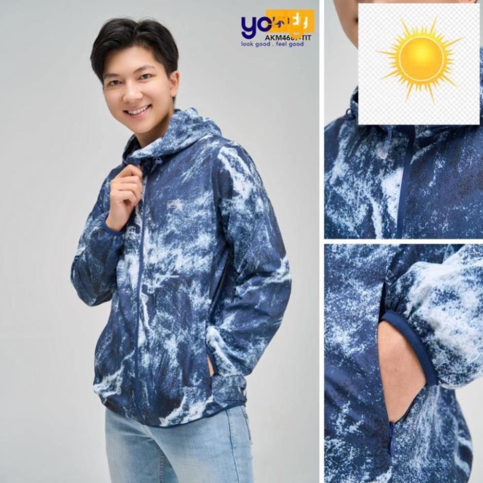 Áo Khoác Gió Nam 2 Lớp Có Mũ Thương Hiệu YODY Áo Gió Nam In Loang AKM4687 -m98 a 2022 #