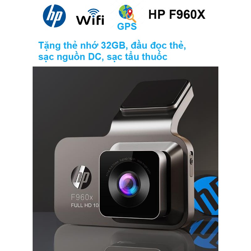 Camera hành trình cao cấp HP F960x F975X GPS WiFi,cảnh báo làn đường,parking mode,tặng thẻ nhớ 32GB,đầu đọc thẻ,tẩu sạc