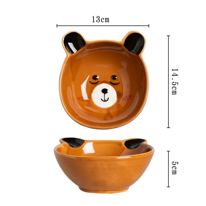 Đĩa Ăn Dặm Chất Liệu Gốm Sứ Cao Cấp Hình Gấu Nâu AD16 Cho Bé Ăn Dạm YOOTA BABY