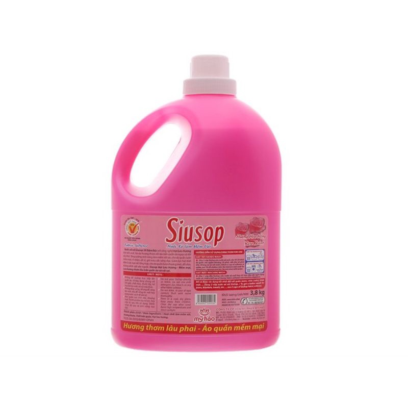 Nước xả vải Siusop hồng can to  / Nước xả Siusop hương hoa hồng đậm đặc 3,8kg