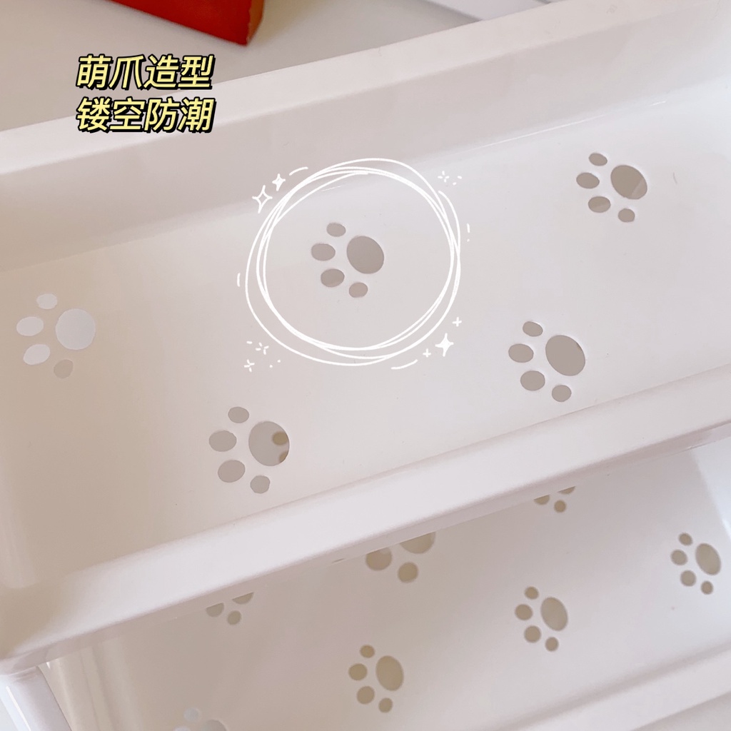 Kệ 2 tầng in hình chân mèo để bàn đựng sách, mỹ phẩm, đồ dùng