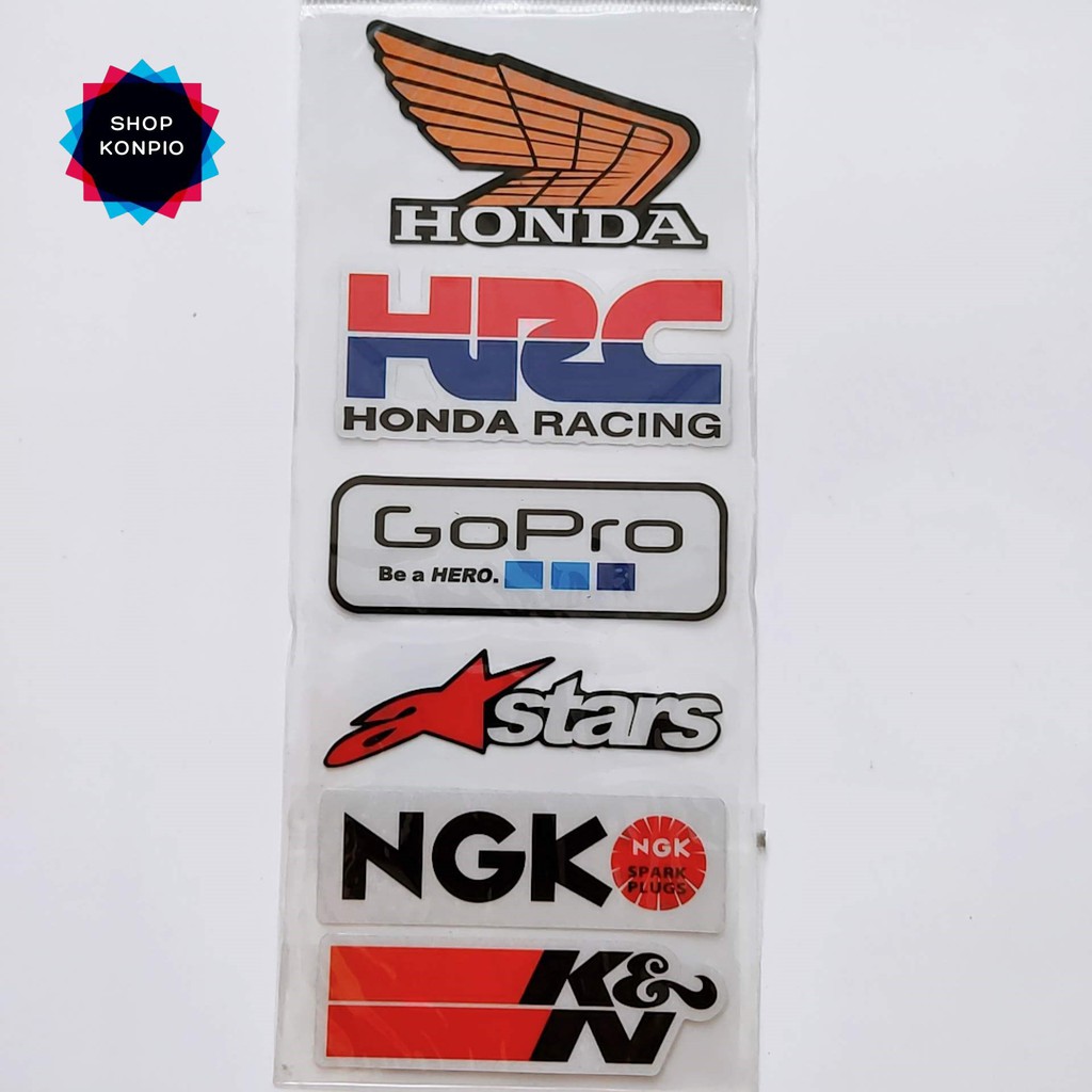 Bộ Tem Sticker Phản Quang Stars HRC Cao Cấp Dán Xe Máy, Ô Tô, Mũ Bảo Hiểm, Chống Thấm Nước, Chống Bay Màu