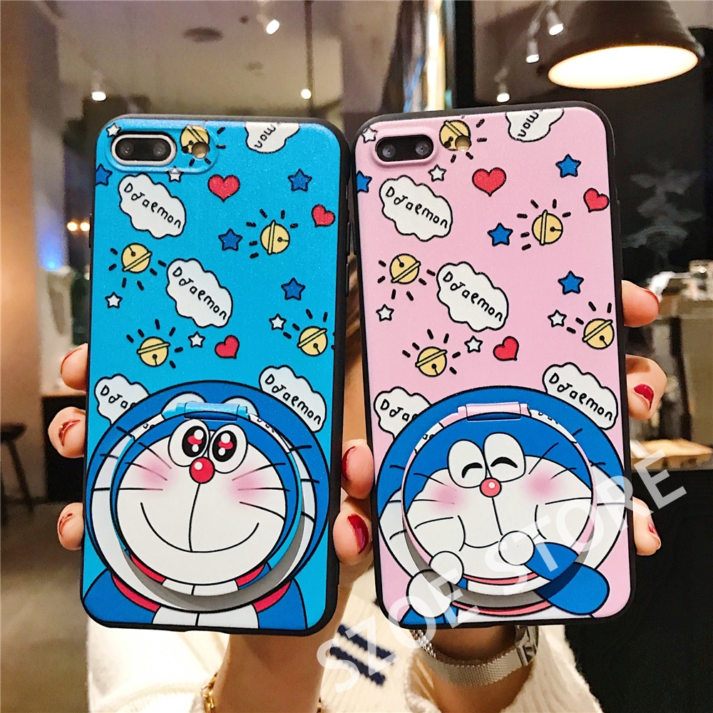 Ốp điện thoại mềm có gương hình Doraemon cho Samsung J7 Pro J5 Pro J3 Pro J6 Plus J4 Plus J7 Prime J5 Prime J2 Prime