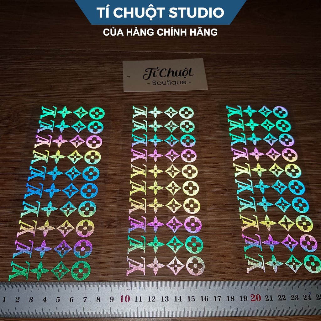 [FREESHIP] Combo 40 hình Sticker lv phản quang, miếng dán decal 7 màu in áo bao mọi loại vải - Tí Chuột Studio
