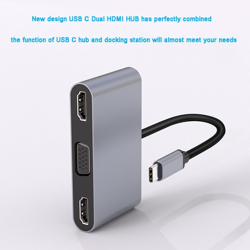 Hub Chuyển Đổi USB C HUB 5 Trong 1 Sang HDMI 4K VGA PD USB 3.1 type C PD Cho MacBook Pro Laptop