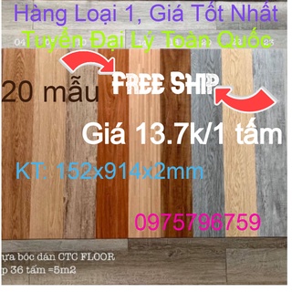 [FREE SHIP] Tấm Sàn nhựa giả vân gỗ loại 1 có sẵn keo dán Vân sần, độ dày đủ 2mm