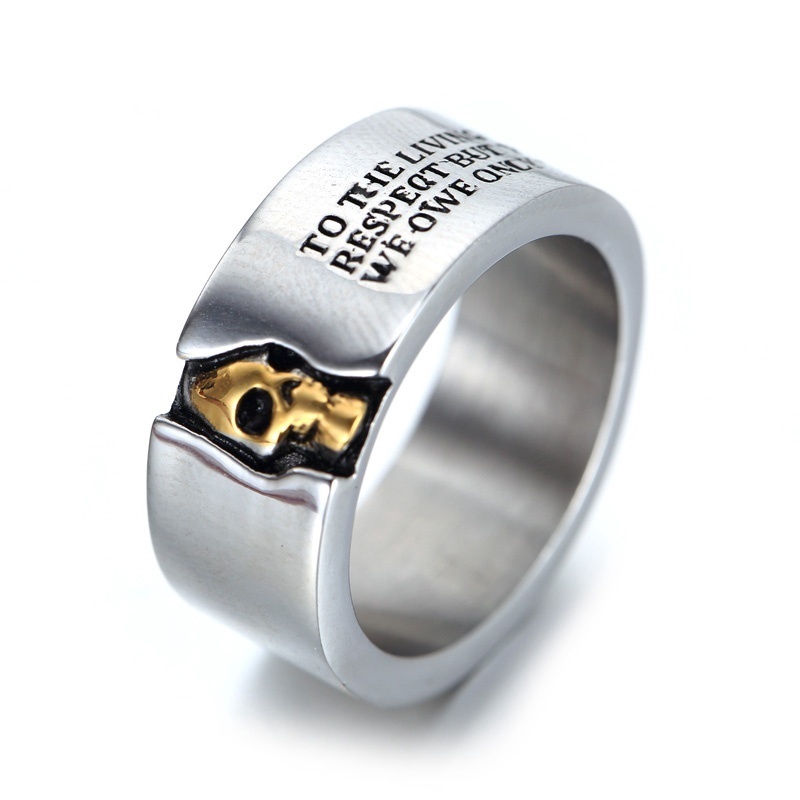 Nhẫn thép titan họa tiết đầu lâu thời trang cho nam size 6~11