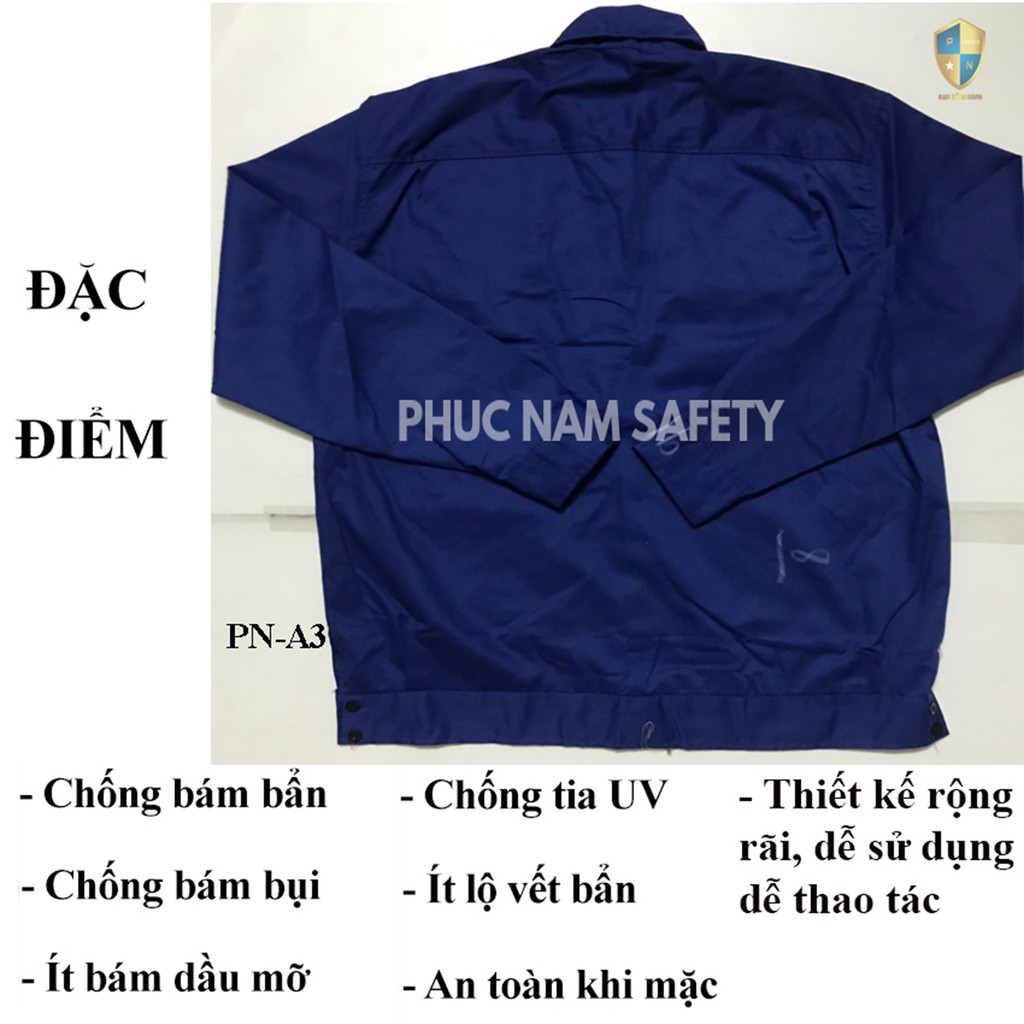 Áo bảo hộ lao động màu xanh dương, áo bảo hộ lao động PN-A3, BHLĐ PHúc Nam