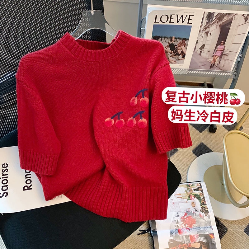 Áo Sweater Dệt Kim Tay Ngắn Dáng Rộng Kiểu Retro Thời Trang Xuân Thu Cho Nữ