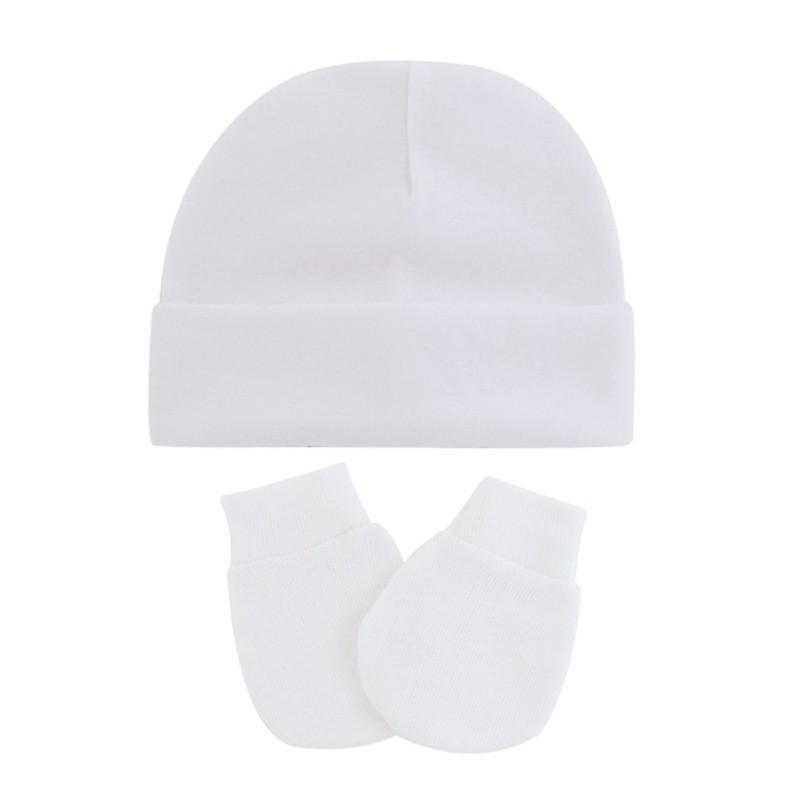 Set găng tay chống cào và mũ cotton giữ ấm dành cho trẻ em