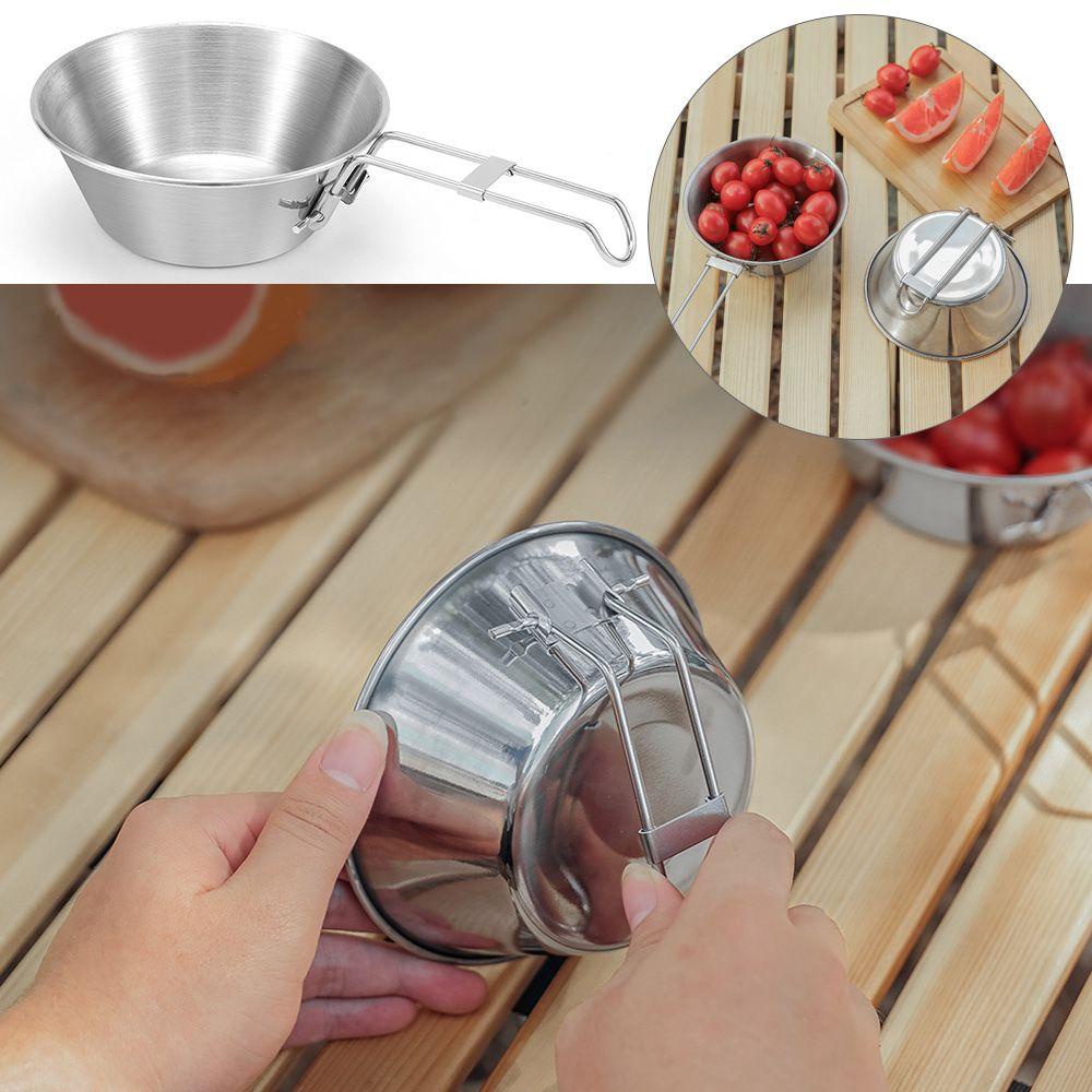 Tô Inox Có Tay Cầm Có Thể Gấp Gọn Tiện Dụng Mang Đi Cắm Trại