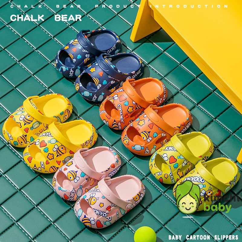 DÉP SỤC CHO BÉ TRAI, BÉ GÁI HOẠT HÌNH CHÍNH HÃNG CHALK BEAR JOKYOO HỞ MŨI SIÊU NHẸ, SANDAL TRẺ EM MÙA HÈ DTE09