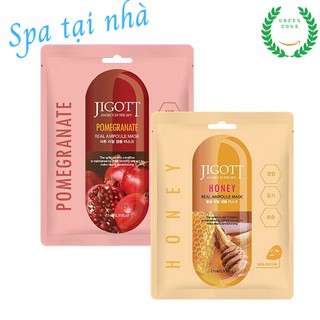 Combo 10 Mặt Nạ Dưỡng Da Trắng Sáng Hàn Quốc JigotT Real Ampoule, Mặt Nạ Dưỡng Da Tinh Chất Mật Ong Và Tinh Chất Lựu