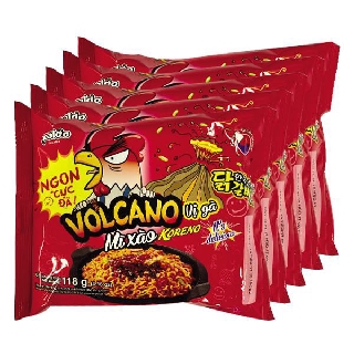 E - Lô 5 Mì Xào Koreno Volcano Vị Gà Gói 118G