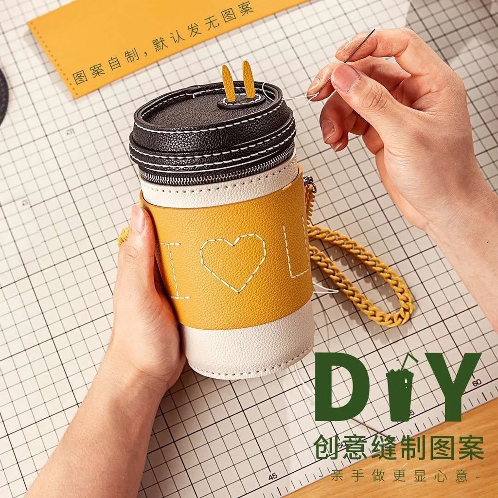 Túi đựng trà sữa đeo một vai túi đựng chuỗi túi nữ túi xô làm bằng tay vật liệu tự làm