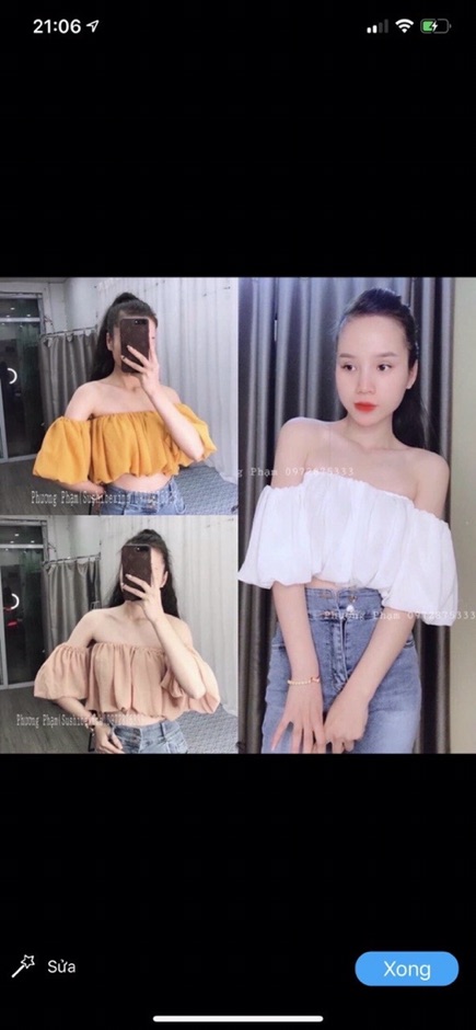 Áo bẹt vai croptop bí phồng