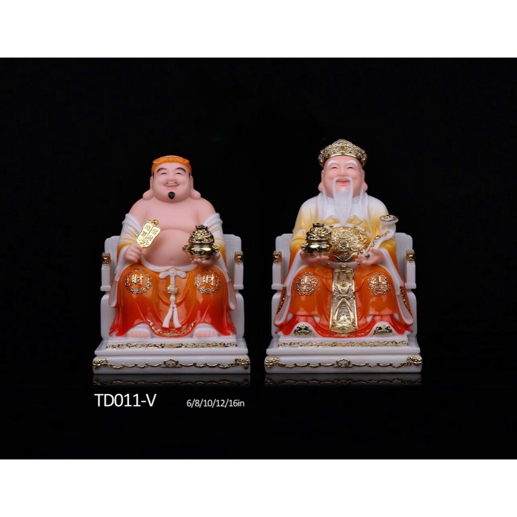 Cặp Thần Tài Thổ Địa Cam Vàng - Tài Địa Bột Đá 10 in - 25cm (Nhiều Mẫu)