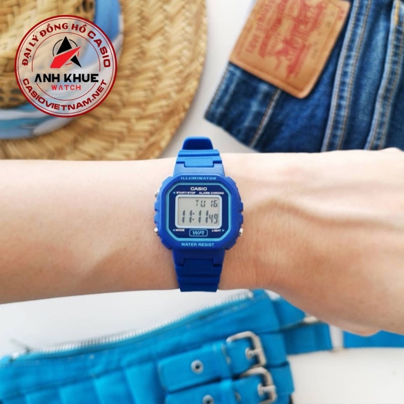 Đồng Hồ Nữ Casio LA-20WH-2ADF Dây Nhựa Màu Xanh - Mặt Vuông