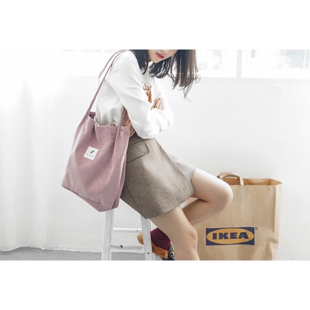 TÚI VẢI TOTE VẢI NHUNG STYLE HÀN QUỐC CÚC MIỆNG - VẢI 3 LỚP DÀY DẶN