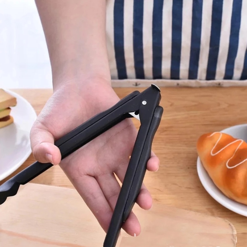 Kẹp Gắp Thức Ăn Bằng Thép Không Gỉ Màu Đen Chịu Nhiệt Chất Lượng Cao 3 Kích Cỡ