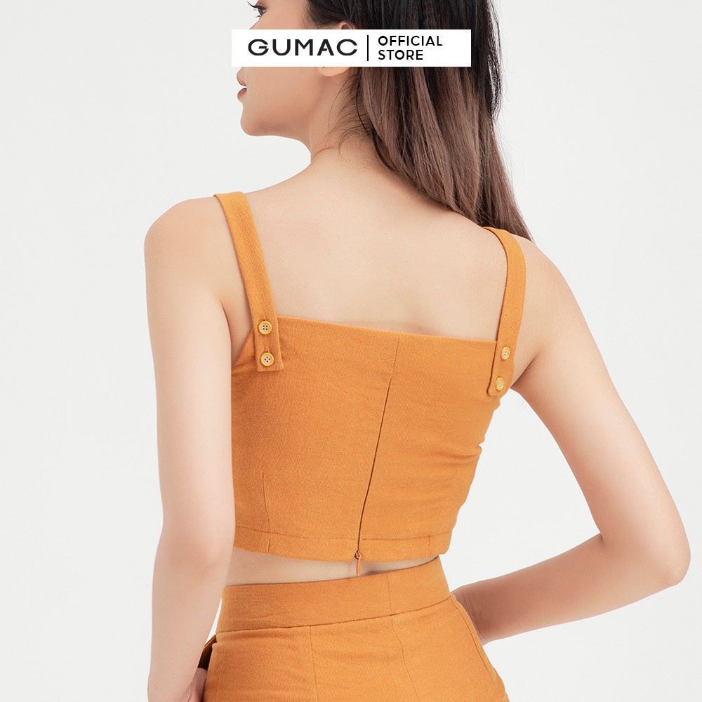 Áo croptop nữ phối nút GUMAC thiết kế năng động AB415