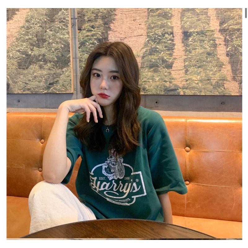 Áo phông form rộng💥FREESHIP💥Màu xanh rêu hot trend phối chữ phong cách Ullzang