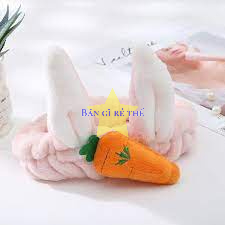 Băng đô tai thỏ + cà rốt 3D vải bông nhung xù
