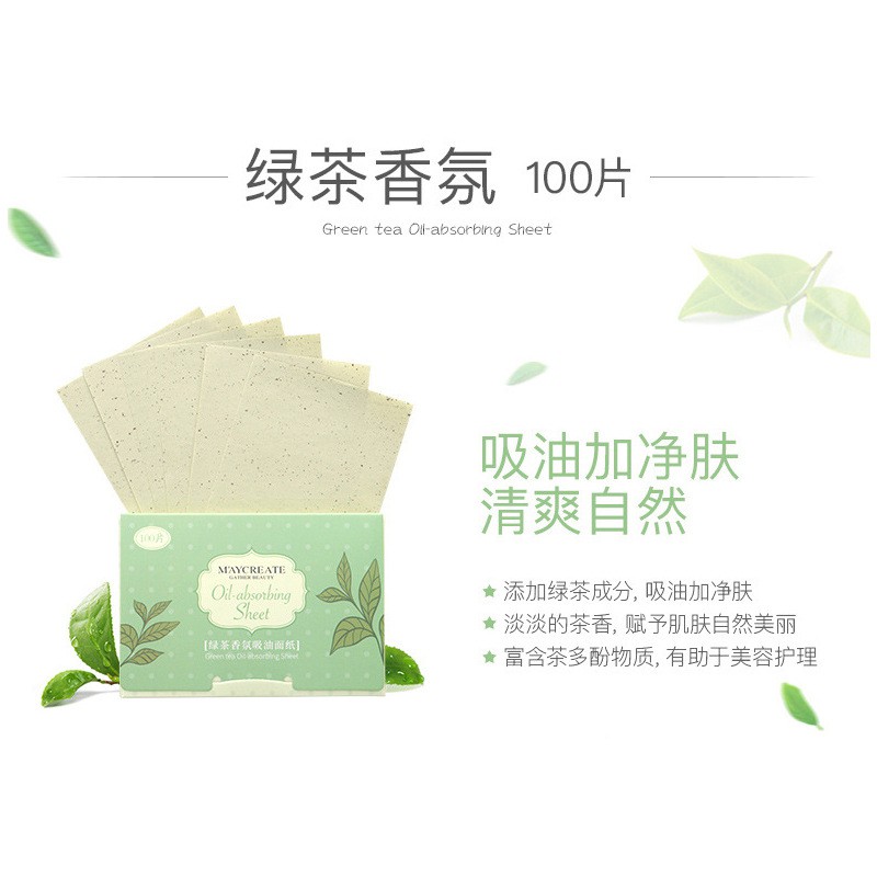 [Mua 5 tặng 1] Giấy thấm dầu Maycreate/ Oil absorbing sheet Maycreate- 100 sheet