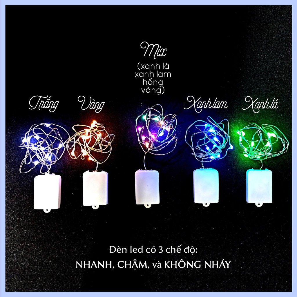 [1m] Đèn Led Dây Trang Trí - 10 Bóng Đèn Led - Có Sẵn Pin, Có Chế Độ Nháy, Trang Trí Tiệc Cưới, Giáng Sinh, Sinh Nhật
