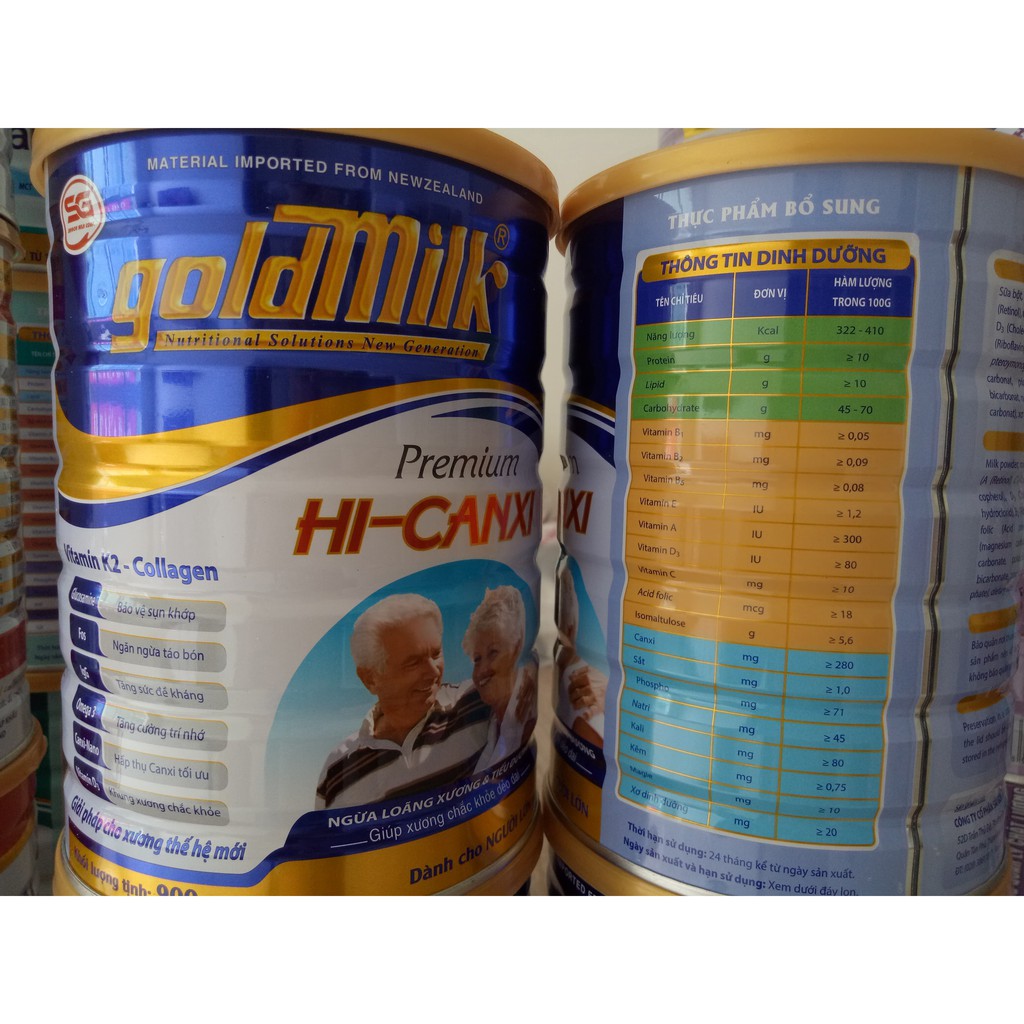 Sữa goldmilk hi-canxi 900g ngừa loãng xương và tiểu đường