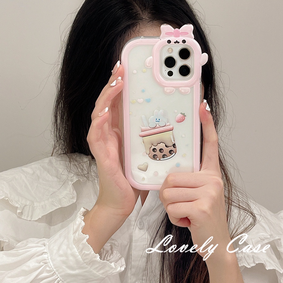 IPhone 14 13 12 11 Pro Max SE 2020 X Xr Xs Max 8 7 PlusỐp Điện Thoại Mềm Trong Suốt Hình Trà Sữa Gấu Trắng Cho