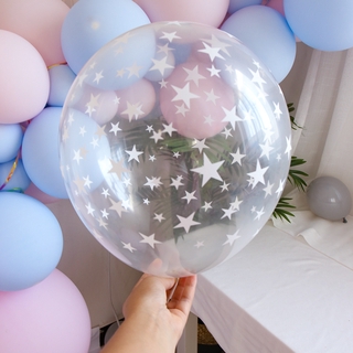Set 20 Bong Bóng Trong Suốt 12inch Hình Ngôi Sao / Chấm Bi Trang Trí Tiệc