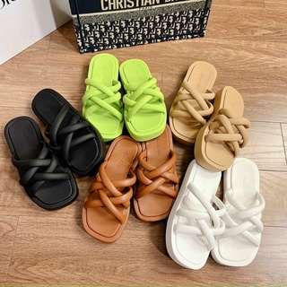 Dép bánh mì quai dây đan chéo