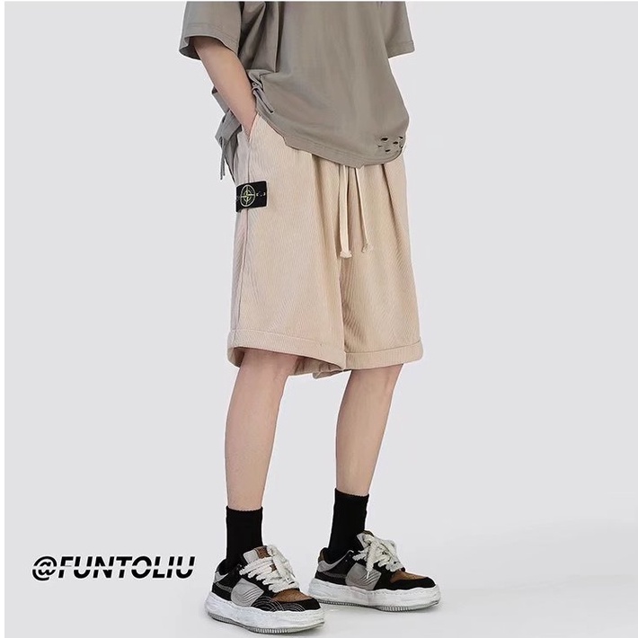 Quần Short Thể Thao Dây Rút Thêu Nhãn Thời Trang Hàn Quốc Cho Nam
