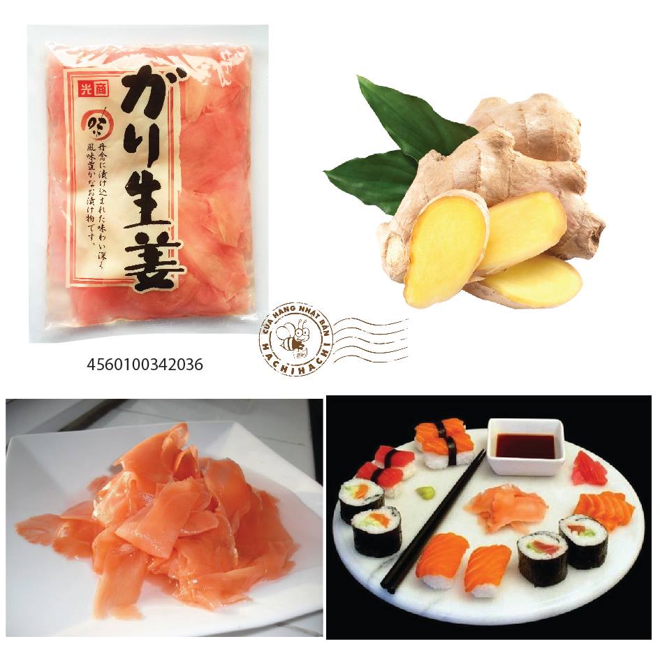 Gừng ngâm chua Gari pink 250g (Ăn kèm sushi, sashimi, takoyaki) - Hachi Hachi Japan Shop