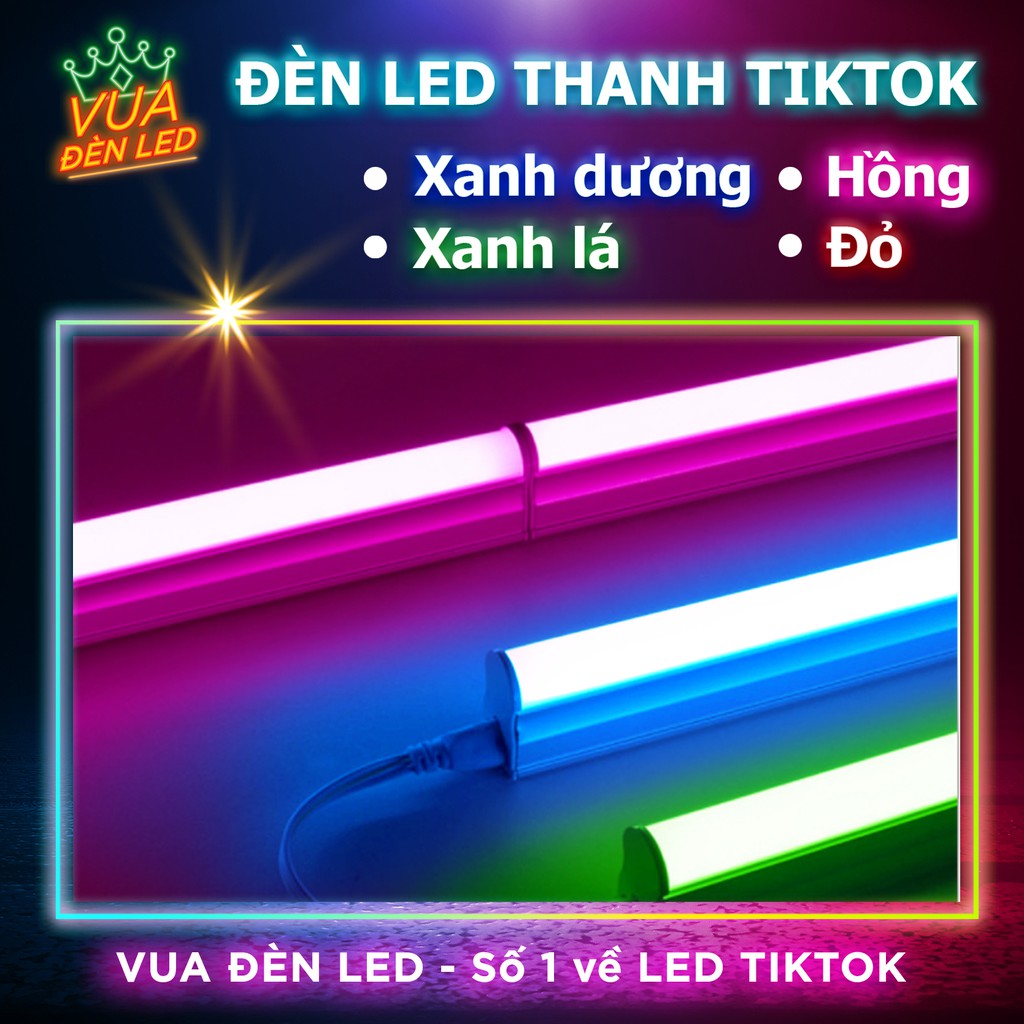 Đèn LED neon Tuýp LED Thanh Liền Máng Dài 90/120 cm, Màu Xanh Dương, Hồng (Quay Tiktok)