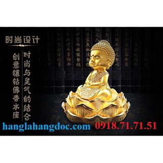Tượng Phật Như Lai đản sanh đính đá, có khay đựng nước hoa tinh dầu độc đáo