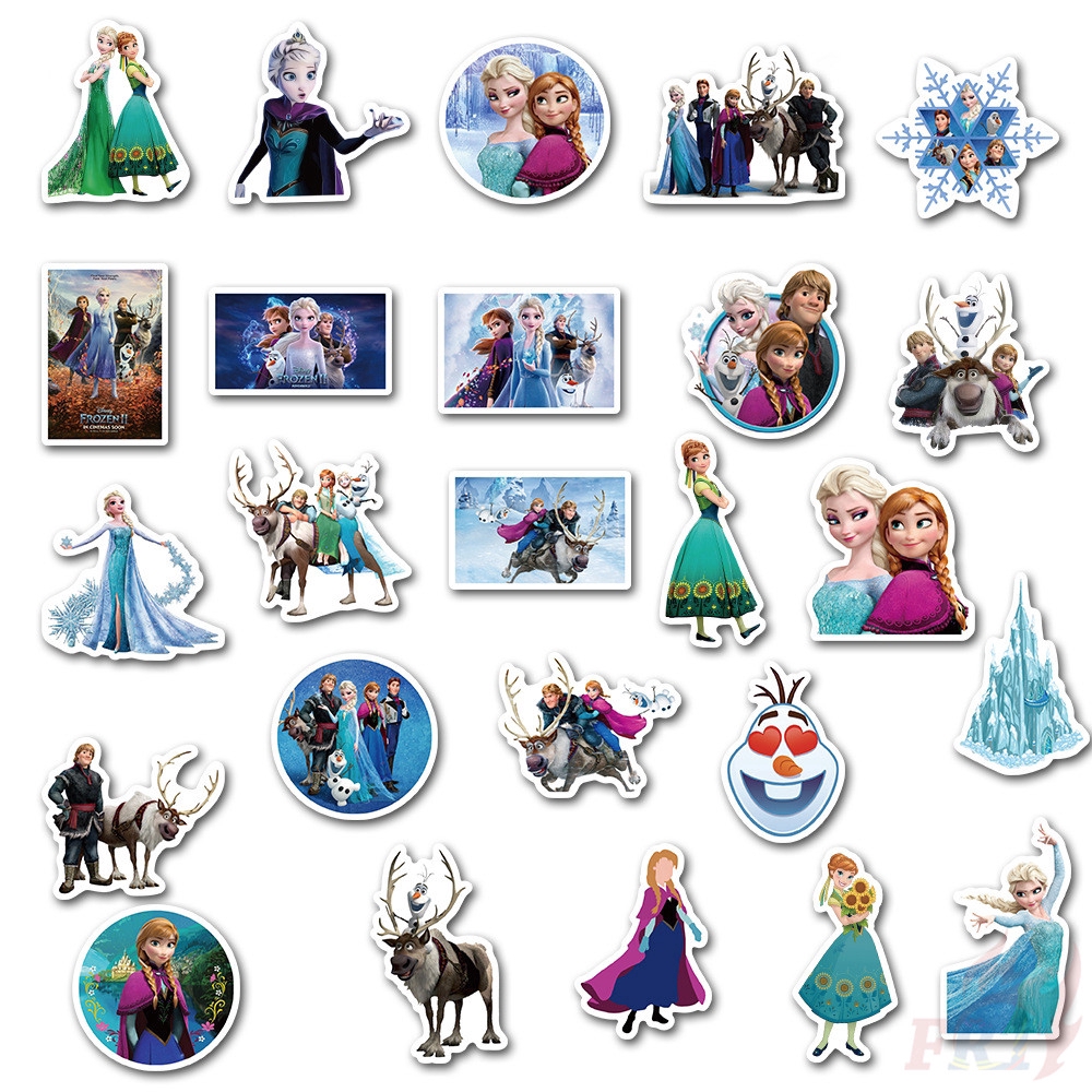 Set 50 nhãn dán phong cách Frozen Series 01 hình công chúa Anna Elsa đáng yêu dùng trang trí đa dạng