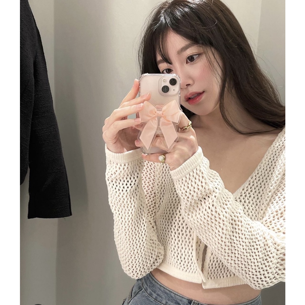 Ốp Điện Thoại Có Giá Đỡ Đính Nơ Kiểu Pháp Cho Xiaomi Samsung Huawei 13pro / 12promax / 11 / xr