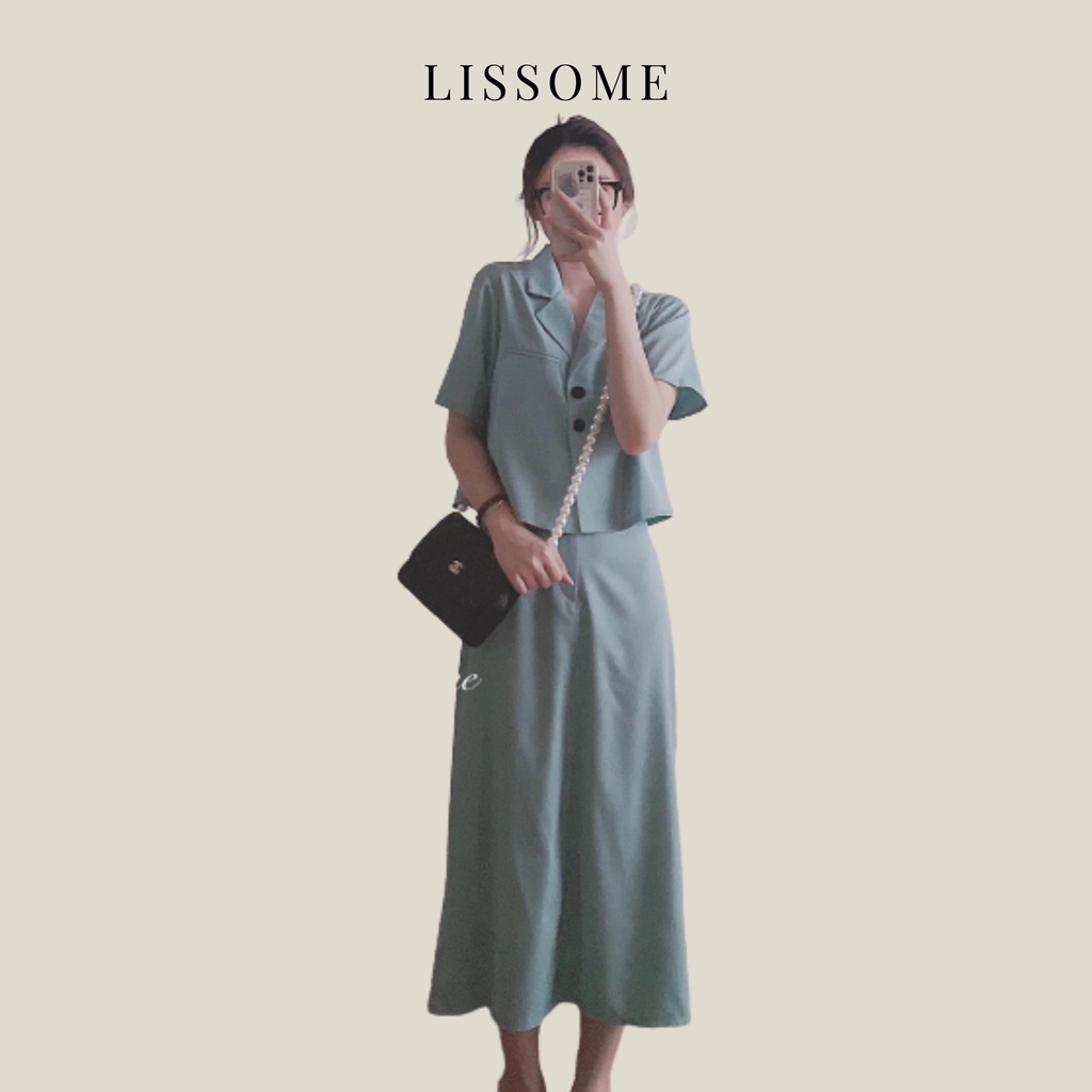 Set áo váy màu xanh SE0001-LISSOME