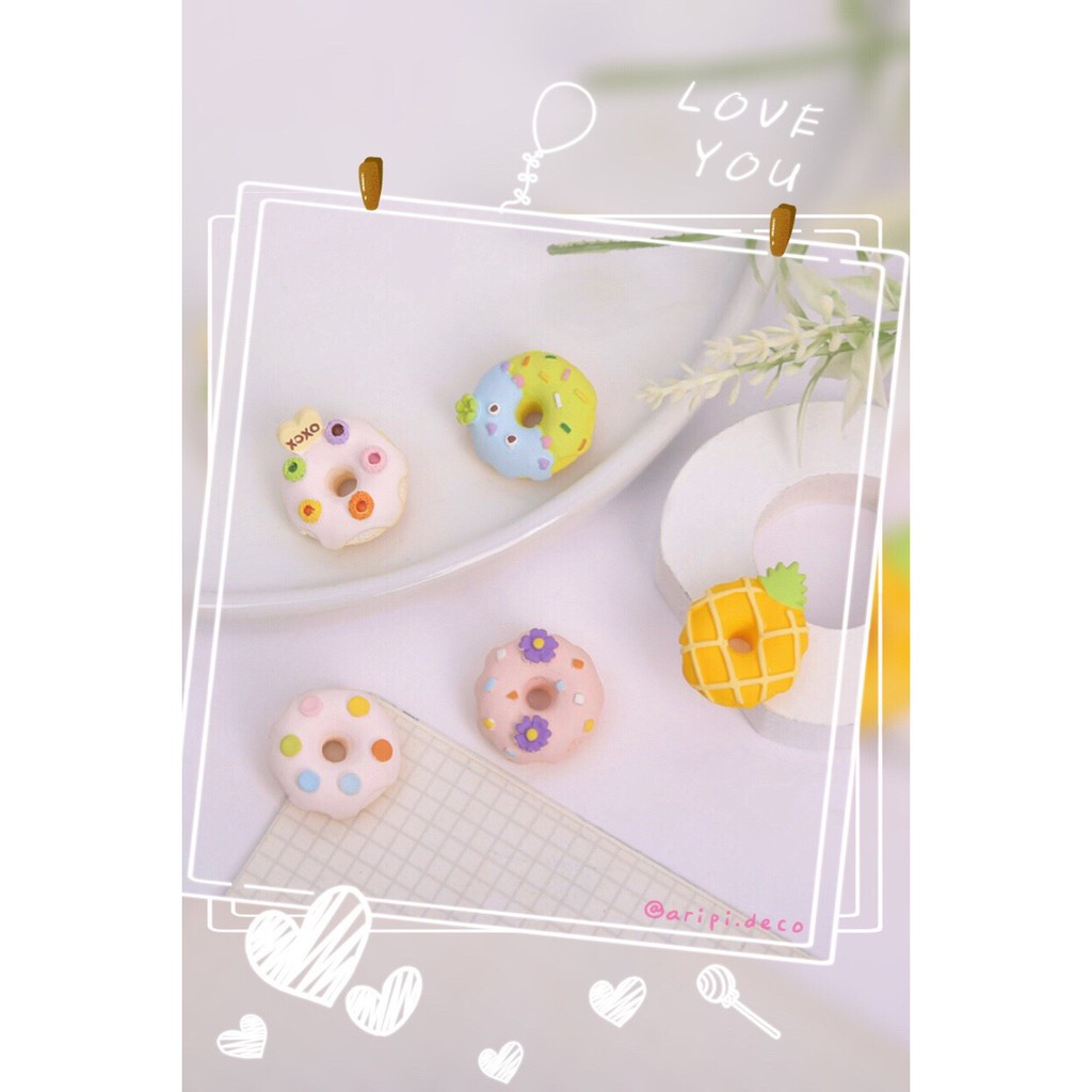 Charm bánh rán donut hình hoa Nhật xinh B17/ Nguyên liệu làm phụ kiện handmade vòng tay / resin