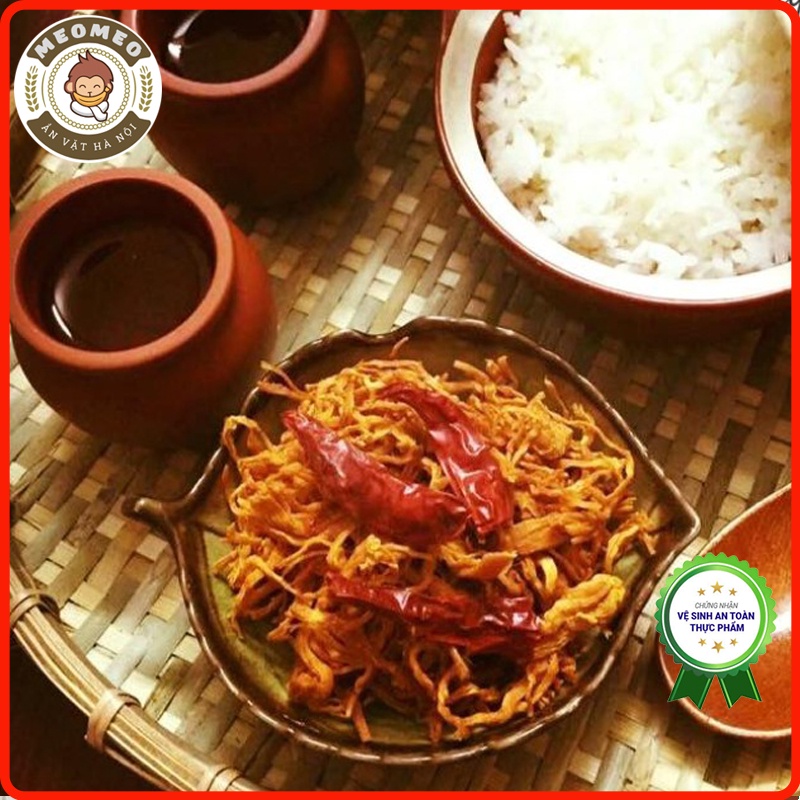 Khô gà lá chanh 300g loại ngon, gà khô lá chanh chuẩn vị MEOMEO đồ ăn vặt Hà Nội, tốt cho sức khỏe, ít béo | BigBuy360 - bigbuy360.vn