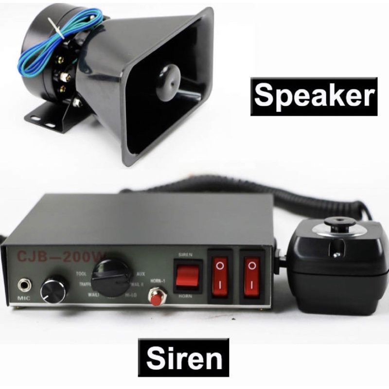 Bộ Còi Hú 12V/24V 200W 9 Chế Độ Âm Thanh Cho Xe Ưu Tiên - Tặng Micro Cầm Tay