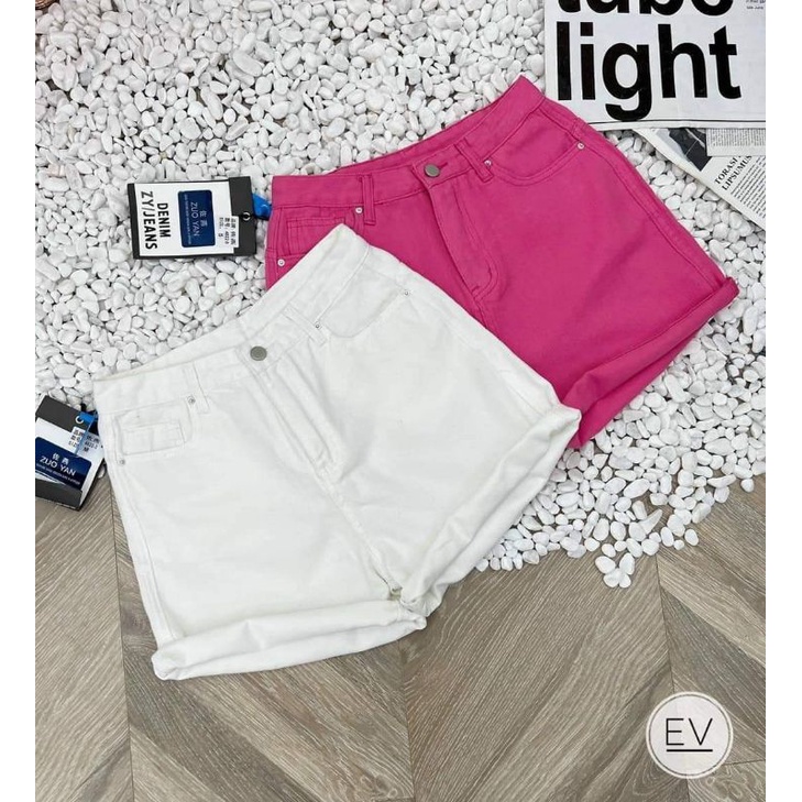 Quần sooc jeans trơn kèm đai hàng QCL1