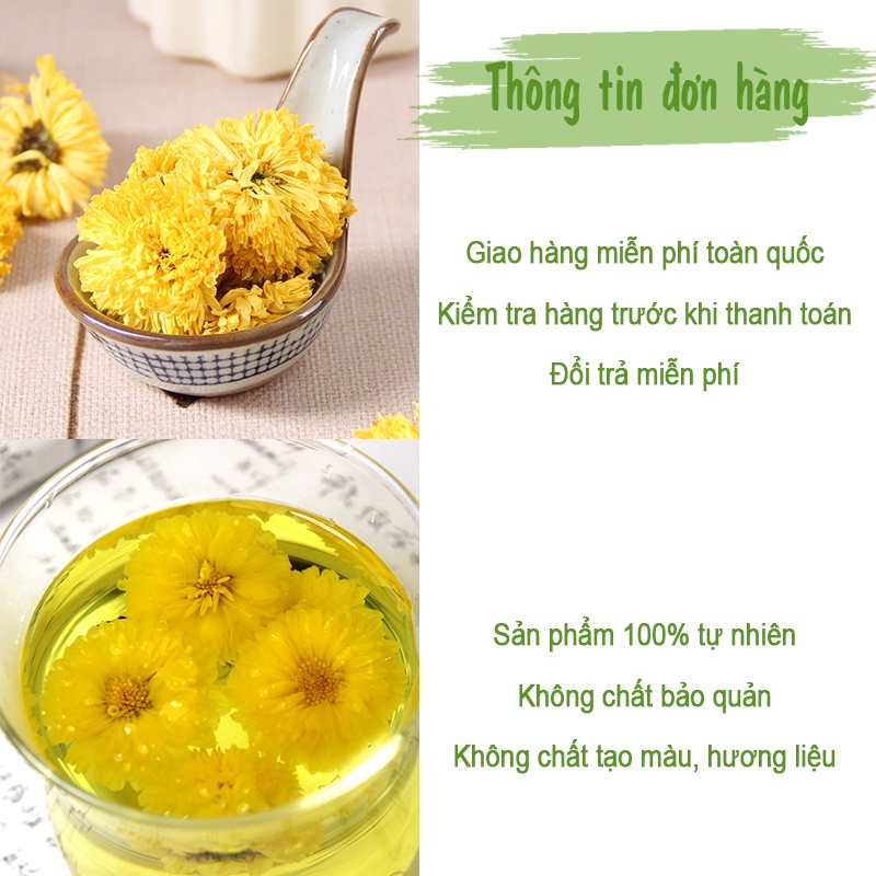 Trà Hoa Cúc Vàng ❤️Freeeship❤️ Sấy lạnh 100gr Hoàng Cúc Nguyên Bông Tự Nhiên An thần hỗ trợ mất ngủ