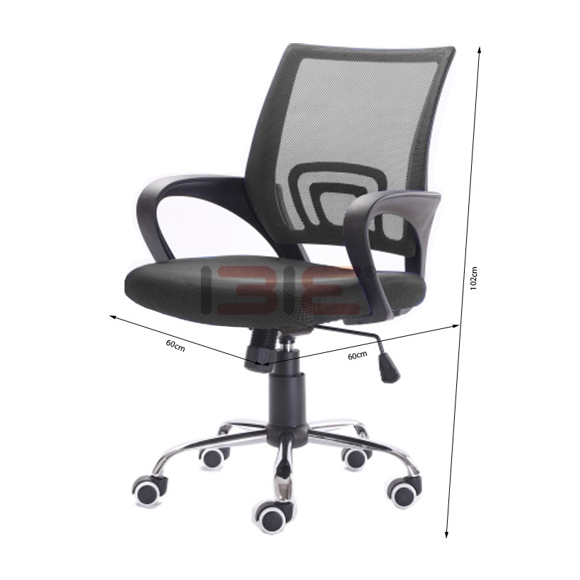 Ghế xoay văn phòng nâng hạ IBIE IB517 chân thép mạ lưng bọc vải lưới cao cấp, tùy chọn màu sắc