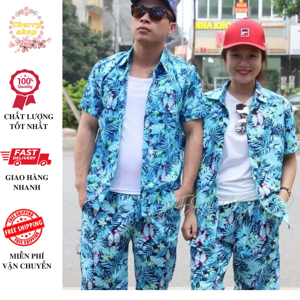 Đồ đôi nam nữ đi biển vẹt xanh