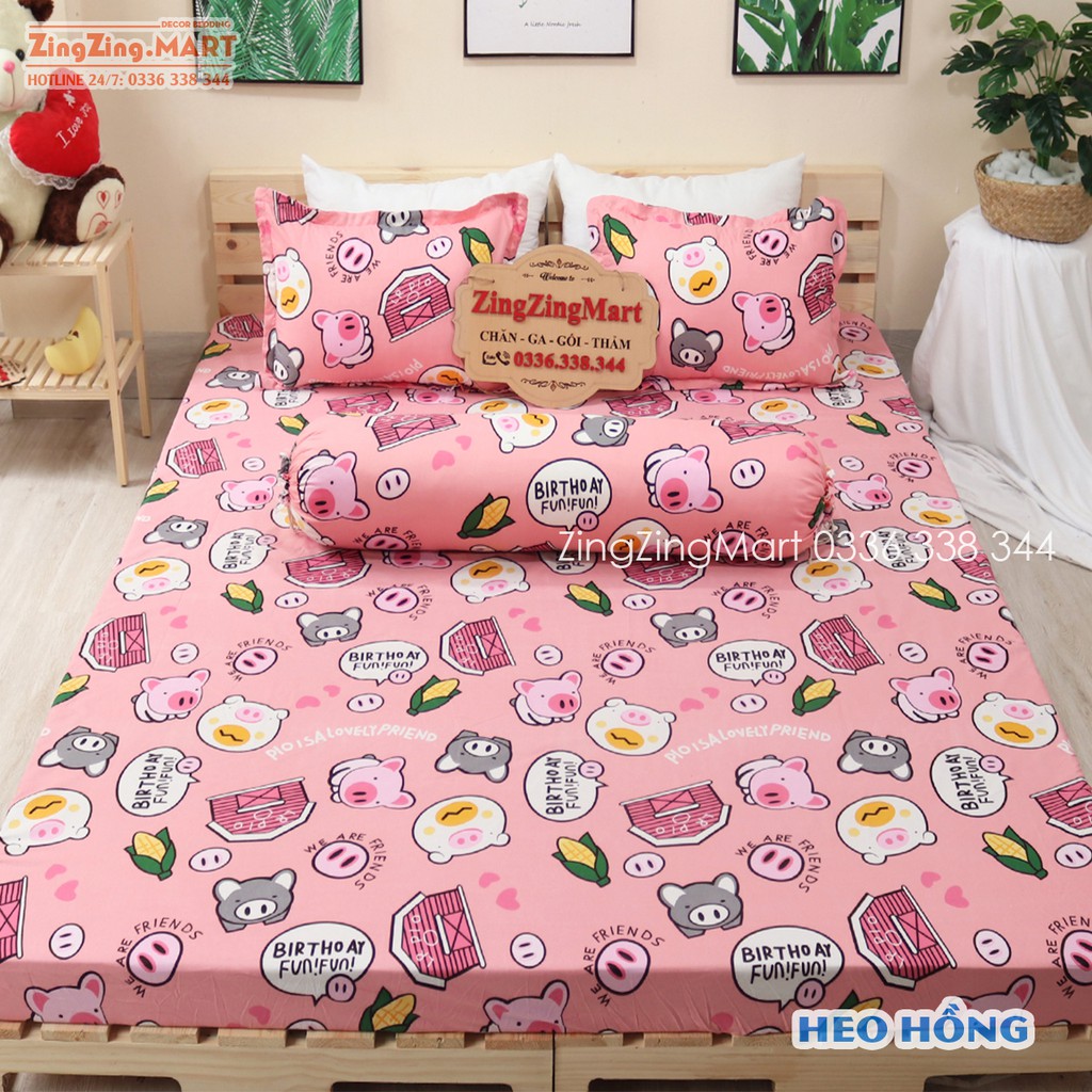 Set Ga Gối Poly Cotton Mẫu Báo Pink ( Bộ Drap giường ) - ZingZingMart